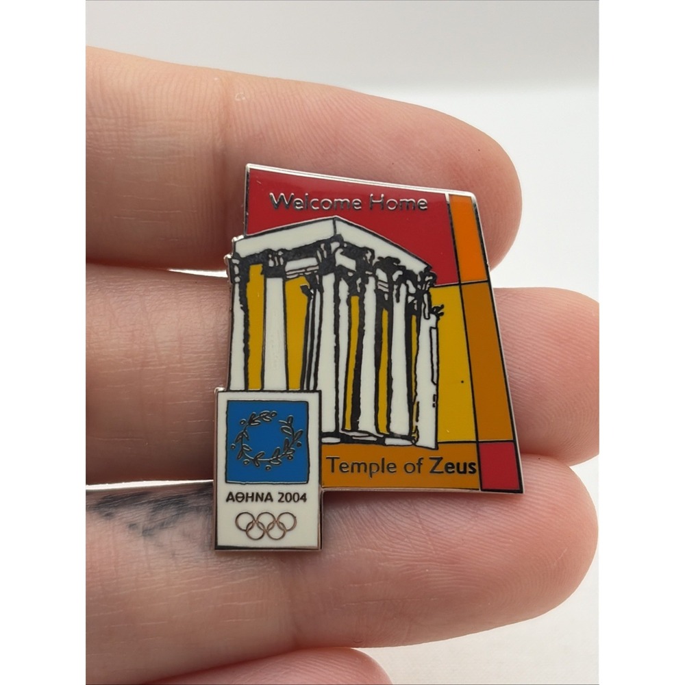 2004 Athens Greece Summer Olympics Welcome Home Temple Of Zeus Lapel Hat Pin